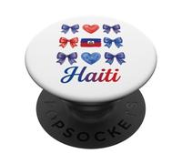 Coquette Bow Drapeau Haïtien Haïti Mignon Filles PopSockets PopGrip Adhésif