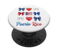 Coquette Bow Drapeau Porto Rico Coeurs Mignon Filles PopSockets PopGrip Adhésif