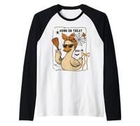 Coquette Bow Halloween Oie Honk or Treat Boo Chignon désordonné Manche Raglan