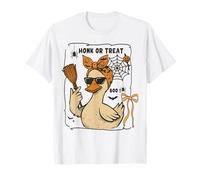 Coquette Bow Halloween Oie Honk or Treat Boo Chignon désordonné T-Shirt