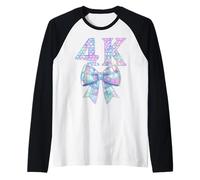 Coquette Bow Preppy 4K Girly Girl Kid 1er Jour de pré-Maternelle 4 PK4 Manche Raglan