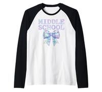 Coquette Bow Preppy Middle School Girl Kid 1er Jour d'école Manche Raglan