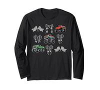 Coquette Bow Race Monster Truck Racing Checkered Flag Racer Manche Longue