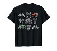 Coquette Bow Race Monster Truck Racing Checkered Flag Racer T-Shirt