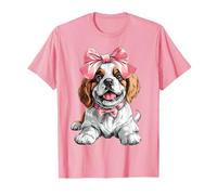 Coquette Bow St. Bernard Chien Maman Fille Rose Fête des Mères T-Shirt