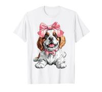 Coquette Bow St. Bernard Chien Maman Fille Rose Fête des Mères T-Shirt