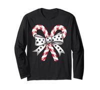 Coquette Bow Tie Candy Cane Bow Christmas Holiday Women Girl Manche Longue
