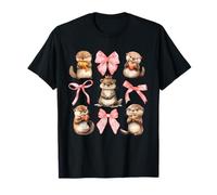 Coquette Bows and Sea Baby Otter Animal Lover T-Shirt