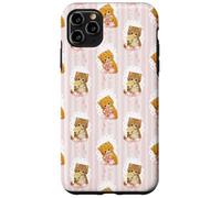 Coquette Chats sur Rayures et nœuds Aquarelle Rose Coque pour iPhone 11 Pro Max