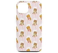 Coquette Chats sur Rayures et nœuds Aquarelle Rose Coque pour iPhone 13