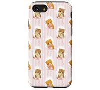 Coquette Chats sur Rayures et nœuds Aquarelle Rose Coque pour iPhone SE (2020) / 7/8