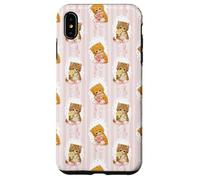 Coquette Chats sur Rayures et nœuds Aquarelle Rose Coque pour iPhone XS Max