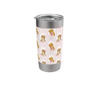 Coquette Chats sur rayures et nœuds aquarelle rose Gobelet isotherme en acier inoxydable double paroi