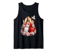 Coquette chrétienne Colombe de Pâques Jésus Christ, Couronne de cœur Rose Débardeur