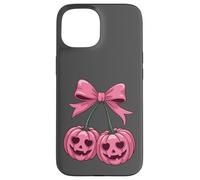 Coquette Citrouille Cerises Rose Nœud Rétro Halloween Fille Coque pour iPhone 15