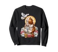 Coquette Cochon d'Inde Crucifix Religieux en Forme de cœur Sweatshirt