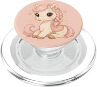 Coquette de Cheval en Cheveux tressés - Motif Pastel PopSockets PopGrip pour MagSafe