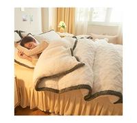 Coquette de Couette Ensemble de Couverture de Couette d'hiver Ensemble de Couette de Couette à Lait épaissie de la Couvre-pièce à Corail Coral Velvet Mattress Lit Jupe 4pcs Litteur Set Couvercle