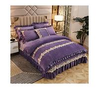 Coquette de Couette Ensemble d'hiver Hivert Tynet Howet Cover Ensemble de Couvre-lit Velvet Crystal Cover Douette à Double Face Velènes Flanelle Lit Jirt Litrie Set Cover Full (Couleur: G-7,