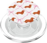 Coquette Doxie à Poils Longs avec nœud Rose Teckel Rouge PopSockets PopGrip pour MagSafe