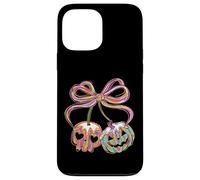 Coquette Halloween Citrouille Cerises Crâne Nœud Rétro Fille Coque pour iPhone 13 Pro Max