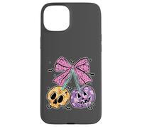 Coquette Halloween Citrouille Cerises Nœud Rose Crâne rétro Coque pour iPhone 15 Plus