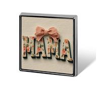 Coquette mignonne avec inscription « MAMA » - Nœuds roses - Unisexe - Broches et épingles carrées légères - Bijoux pour vêtements, châle, chapeau