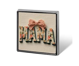 Coquette mignonne avec inscription « MAMA » - Nœuds roses - Unisexe - Broches et épingles carrées légères - Bijoux pour vêtements, châle, chapeau