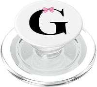 Coquette Monogram Letter G with Pink Bow Initial Name PopSockets PopGrip pour MagSafe