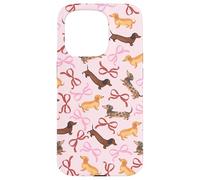 Coquette Motif Teckel Rose Valentine Wiener Dogs Coque pour iPhone 15 Pro