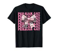 Coquette Noeud Perse Chat Fille Chat Maman Fête des Mères Rose T-Shirt