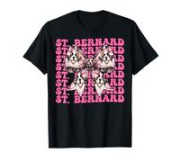 Coquette Noeud Saint Bernard Chien Fille Maman Maman Fête des Mères Rose T-Shirt
