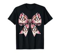 Coquette Noeud St-Bernard Motif Chien Maman Fille Rose T-Shirt