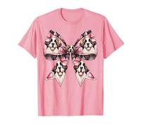 Coquette Noeud St-Bernard Motif Chien Maman Fille Rose T-Shirt