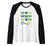 Coquette Nœud Drapeau Espagne Brésil Cœurs Mignon Filles Manche Raglan