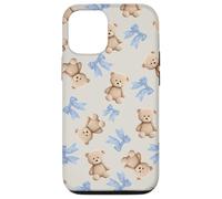 Coquette Ours en Peluche avec nœuds Bleus Mignons et Doux rétro Coque pour iPhone 12/12 Pro