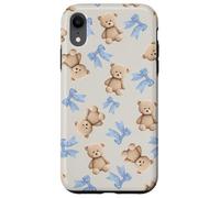 Coquette Ours en Peluche avec nœuds Bleus Mignons et Doux rétro Coque pour iPhone XR