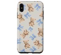 Coquette Ours en Peluche avec nœuds Bleus Mignons et Doux rétro Coque pour iPhone XS Max
