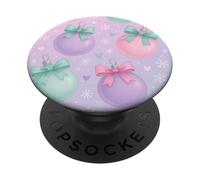 Coquette Pastel Décoration de Noël Motif Nœud Mignon Vacances PopSockets PopGrip Adhésif