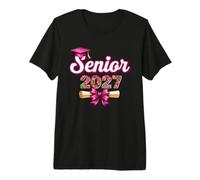 Coquette Pink Bow Flowers Senior 2027 Class of Graduation T-Shirt Haut de Gamme