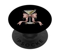 Coquette Rose Noeud Et Cocktails Olive Martini Boire Girly PopSockets PopGrip Adhésif