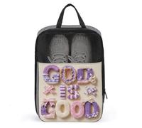 Coquette Sac à chaussures en fausse laine avec inscription « God is Good » pour voyage, usage quotidien, sac de rangement anti-poussière pour chaussures de golf