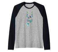 Coquette Squelette sirène effrayante Florale Macabre Halloween Manche Raglan