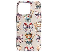 Coquette Teddy Bear Soft Aesthetic Bow Baseball Girl Women Coque pour iPhone 16 Pro