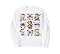 Coquette Teddy Bear Soft Aesthetic Bow Baseball Girl Women Sweatshirt