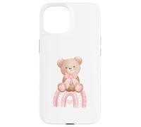 Coquette Teddy Bears Bows and Raibow Girl Baby Pink Birthday Coque pour iPhone 15