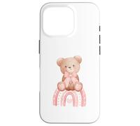 Coquette Teddy Bears Bows and Raibow Girl Baby Pink Birthday Coque pour iPhone 16 Pro