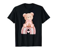 Coquette Teddy Bears Bows and Raibow Girl Baby Pink Birthday T-Shirt
