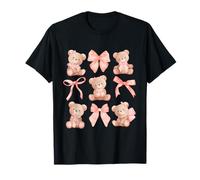 Coquette Teddy Bears Pink Bow Cute Women Girl Birthday T-Shirt