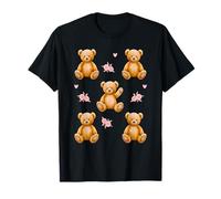 Coquette Teddy Bears Pink Roses Cute Women Girl Birthday T-Shirt